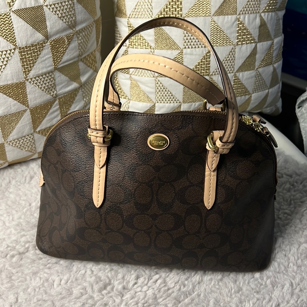 Like New Coach Signature Brown Tote with Strap